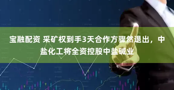 宝融配资 采矿权到手3天合作方骤然退出,中盐化工将全资控股中盐碱业